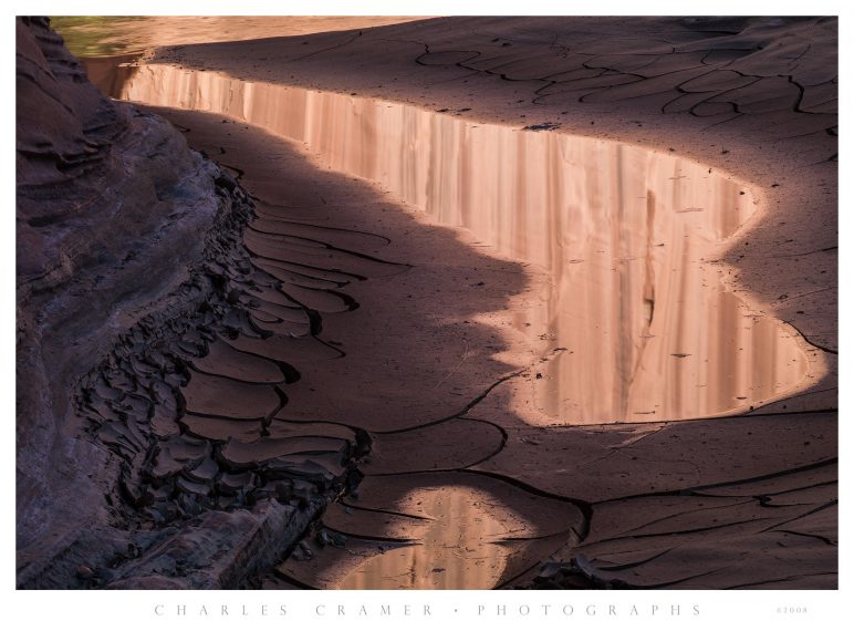Dried Mud, Paria River, with Reflected Water-Stained Canyon Walls